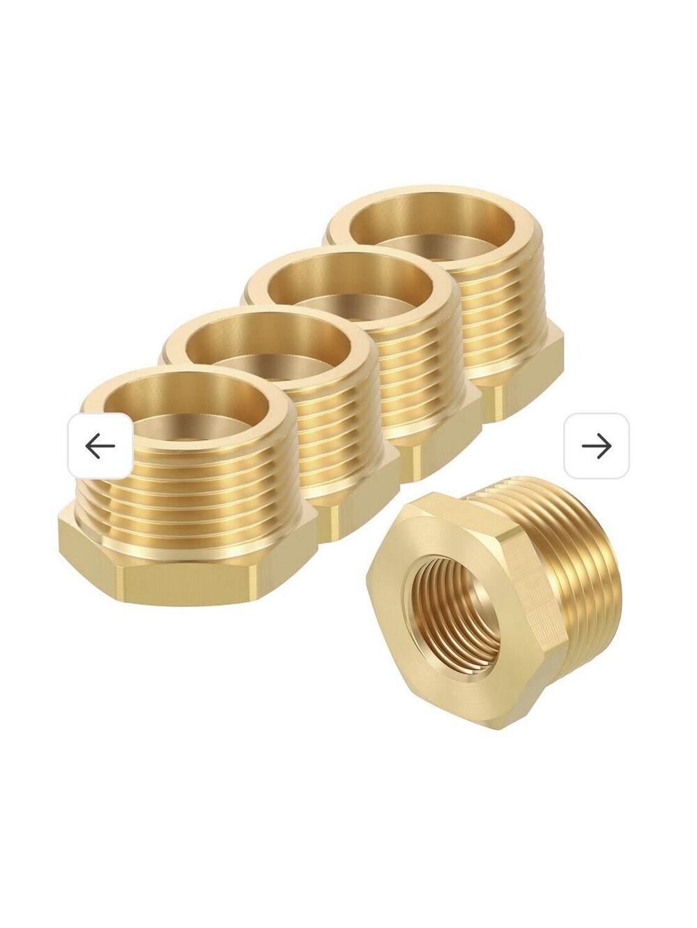 Rebower 5Pack Male to FeMale Adapter,1" NTP Male x 1/2" NTP Female Brass